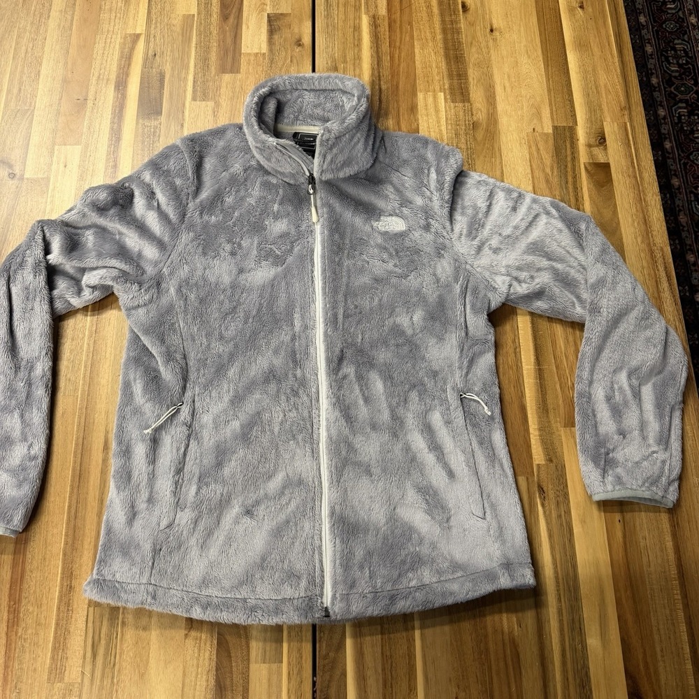 The North Face Jacket Womens Sz L Gray Osito Full Zip High Pile Fleece Soft Warm